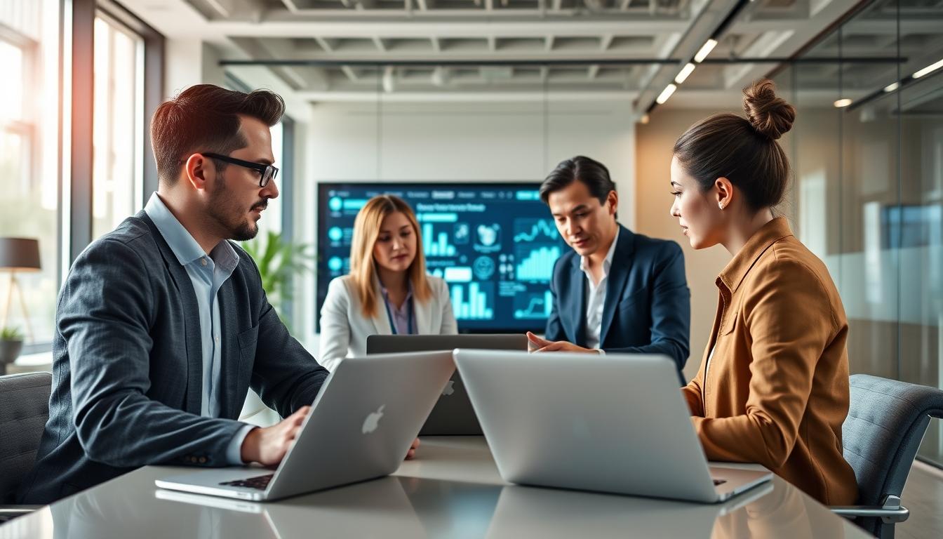 AI software company team and business technology strategy